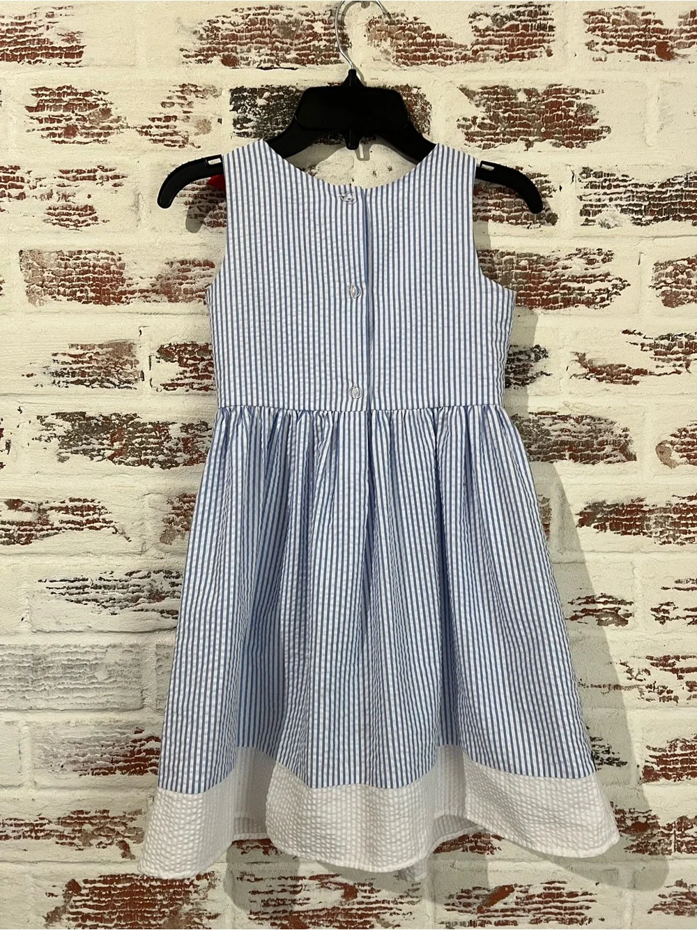 Rare Editions Seersucker Dress Nautical Sailor Sleeveless Girls 4-6X